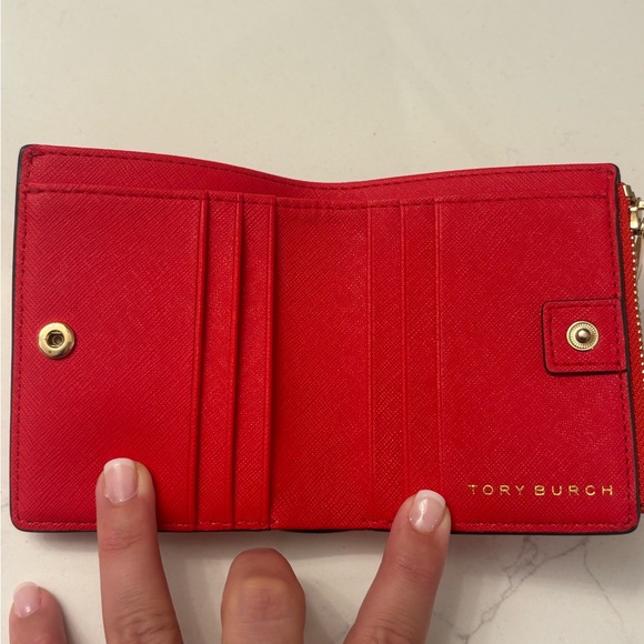 Tory Burch Vibrant Red Wallet with Gold Accent - Picture 3 of 8